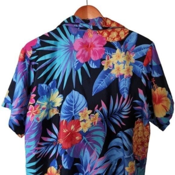 King Kameha Hawaiian Shirt Mens Short Sleeve Front Pocket Floral XL Lightweight - Picture 8 of 8